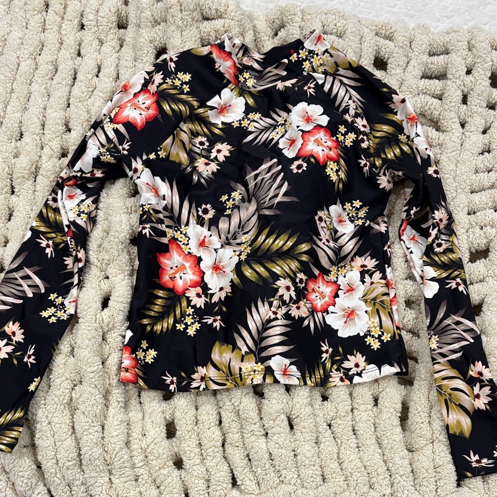 Hurley Women's Black Floral Button Down Shirt